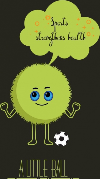 olahraga ikon lucu bola hijau bergaya spanduk promosi