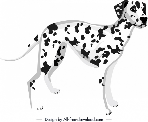 đốm chó biểu tượng màu đen trắng trang trí nhân vật hoạt hình