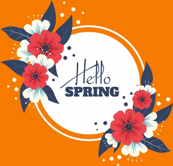 primavera banner fiori foglie icone classico design