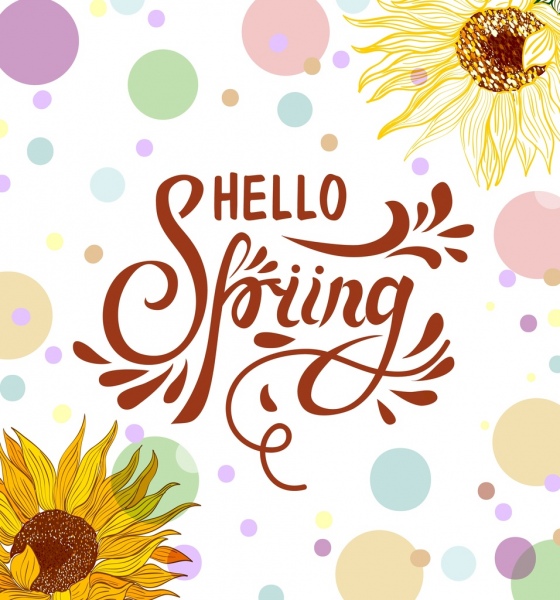 spanduk musim semi bunga matahari lingkaran warna-warni ornamen