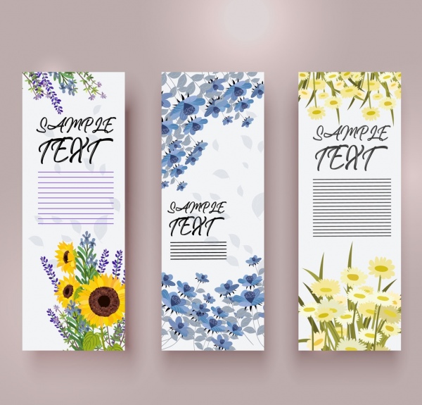 primavera banner plantillas coloridas flores decoración diseño verticales