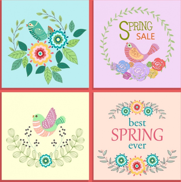 La colección primavera de banners Ave flor decoracion diseño clasico