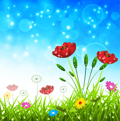 farbige Frühlingsblume mit Lichthof Hintergrund Vektor