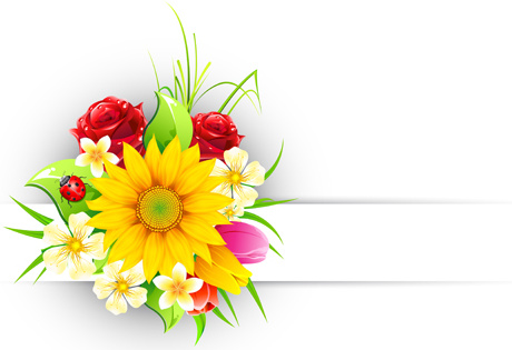 vectores de tarjetas de felicitación de elementos flor de primavera
