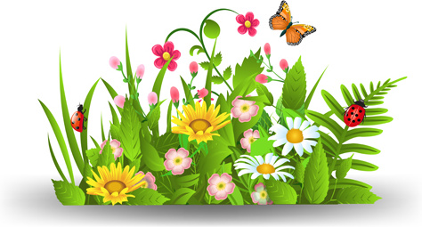 Spring Flower With Grass Art Background