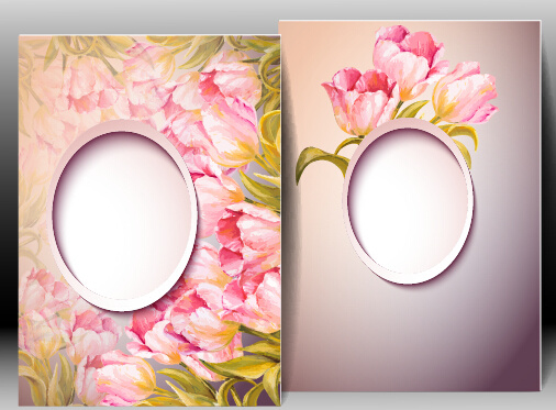 vector conjunto de primavera flores tarjetas