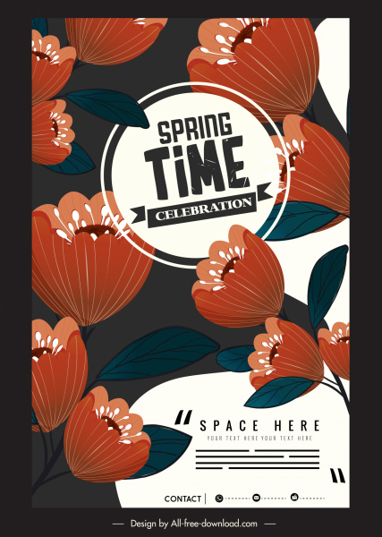 봄 포스터 템플릿 컬러 꽃 꽃 고전적인 디자인