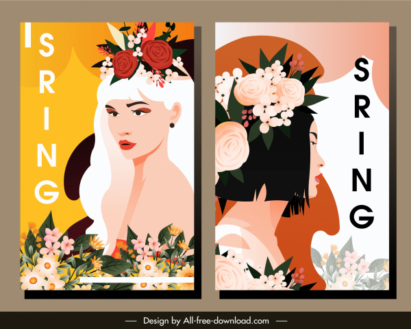 весенний плакат шаблоны барышня портрет ботаники декор
