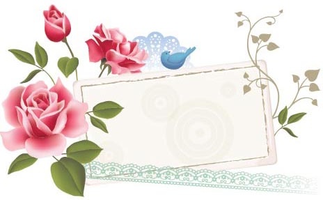 春のバラ花ヴィンテージのグリーティング カードのベクトル