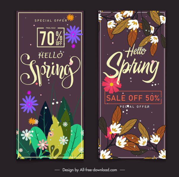 navidad venta de primavera banners plantillas coloridas flores en flor decoración