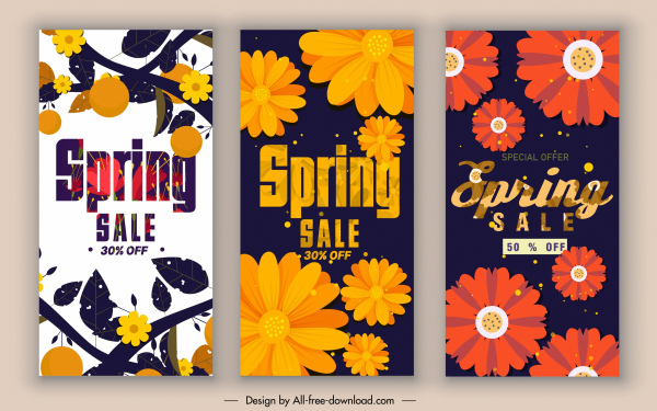 봄 판매 포스터 다채로운 고전적인 꽃잎 장식