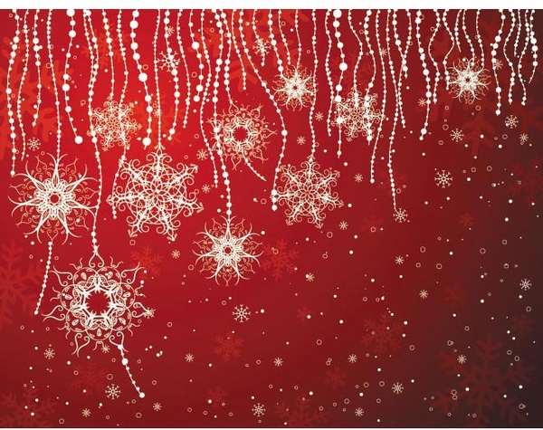 Sprinkle White Snowflake Lights On Abstract Red Background Vector