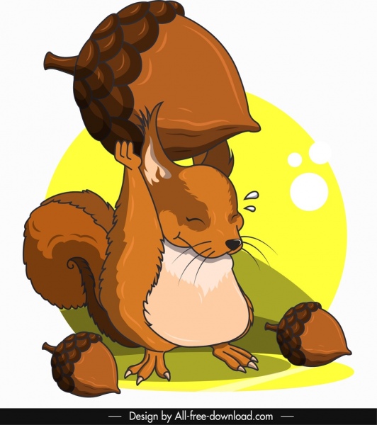 गिलहरी पशु आइकन प्यारा कार्टून स्केच