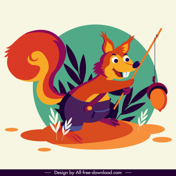 personagem de banda desenhada estilizado bonito do ícone do esquilo