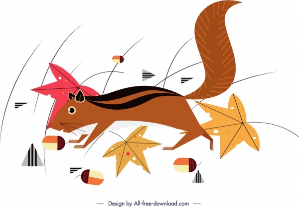 croquis de dessin animé coloré écureuil peinture