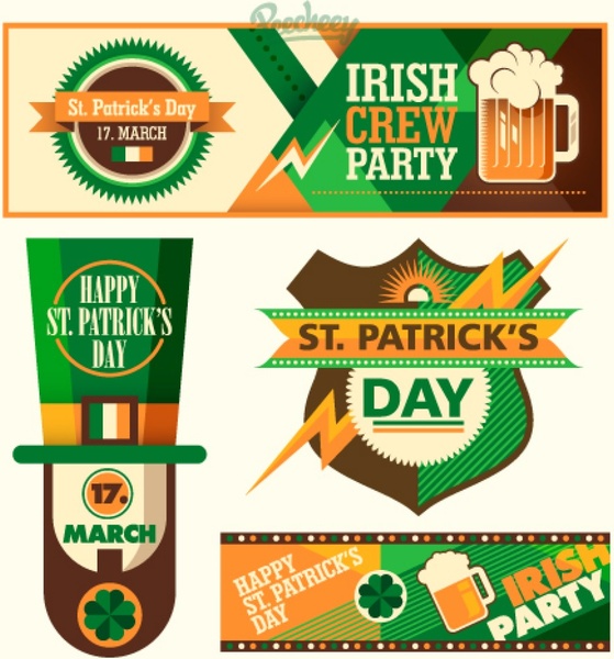 St Patricks Tag Banner und Aufkleber set
