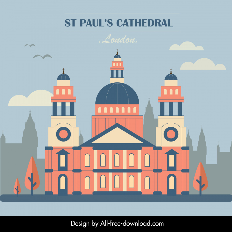 St. Pauls Cathedral Werbebanner flaches klassisches Design