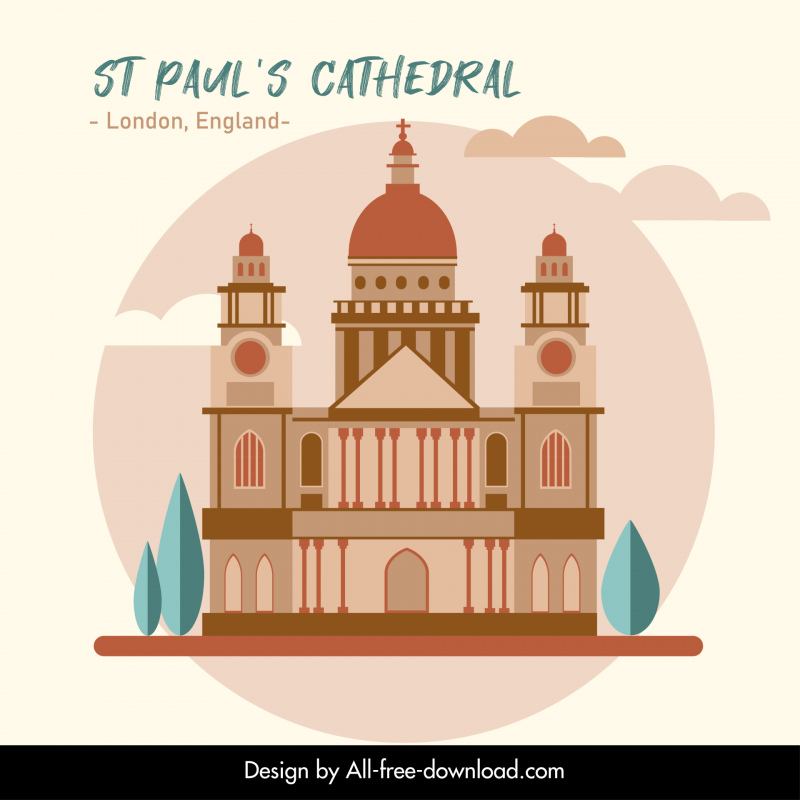 St Pauls cathédrale point de repère publicité bannière élégant symétrique classique croquis