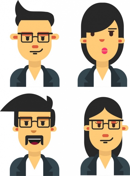 personel stylu życia ikon portret avatarów kolorowe kreskówka projektu
