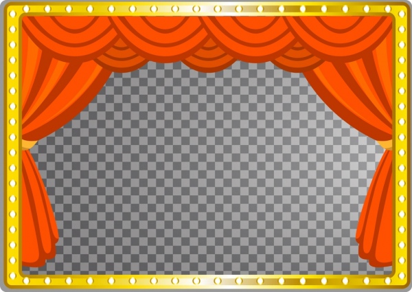 舞台模板红色帷幕霓虹灯框架平面设计