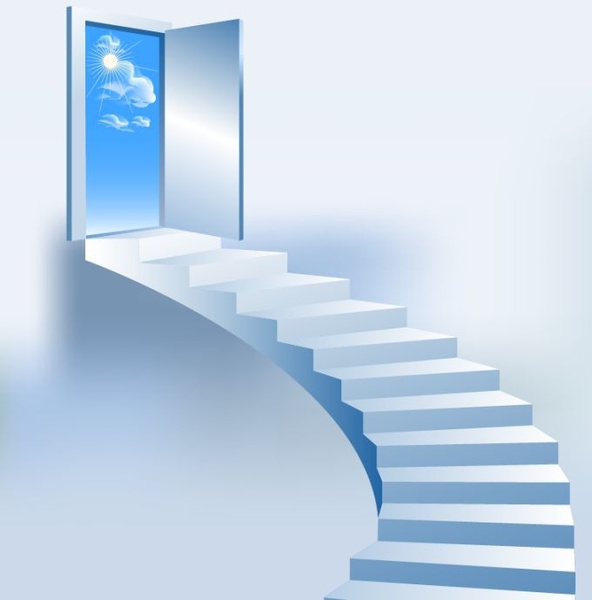 escadas fundo brilhante 3D azul decoração