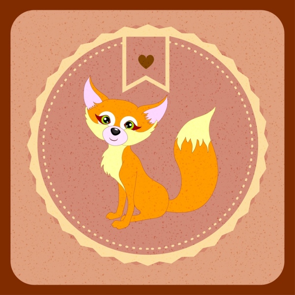 Sello icono Cute Cartoon Fox decoracion