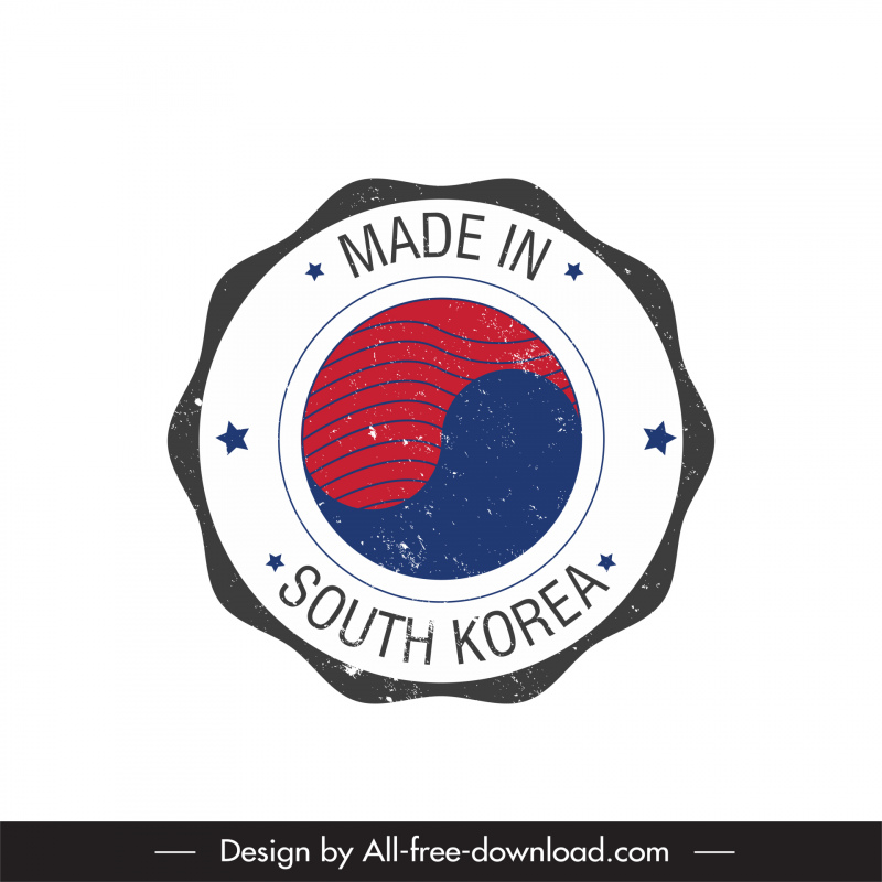 Stamp Made In South Korea Template Flat Circle Shape
