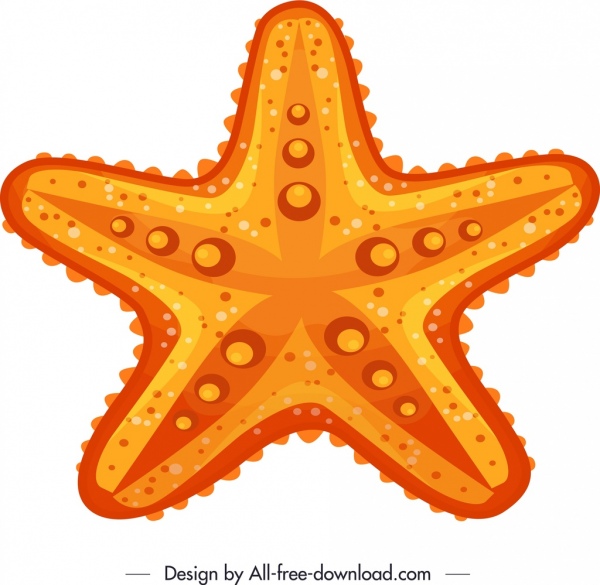 Starfish ikon kuning datar sketsa