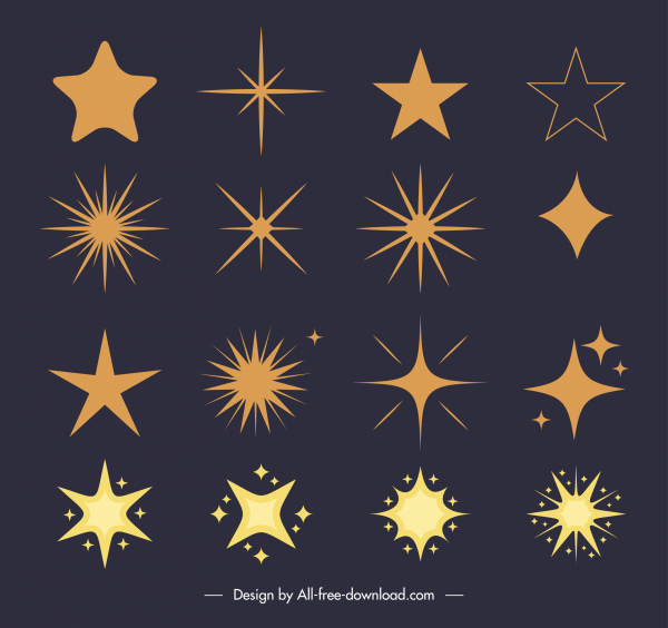 Sterne Icons flache Formen klassisches Design