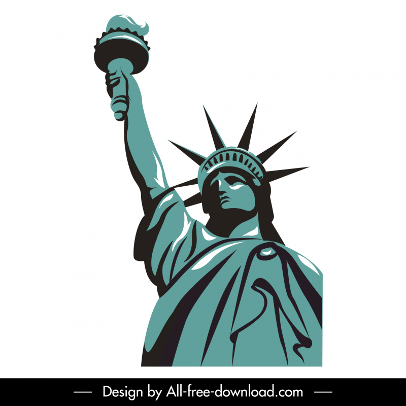 estátua do ícone do sinal da liberdade esboço clássico desenhado à mão plana