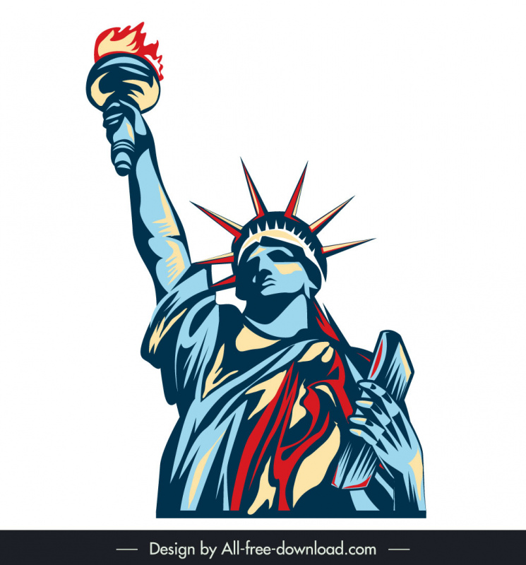 Ícone do sinal da estátua da liberdade Grunge clássico delineado à mão