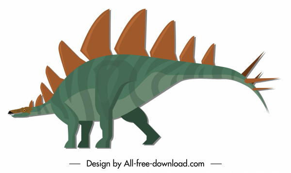 croquis de caractère coloré d'icône de dinosaure de stegosaurus