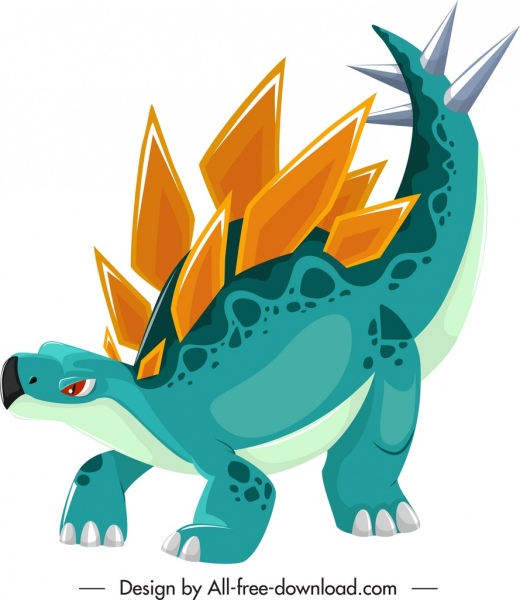 sketsa karakter kartun berwarna ikon dinosaurus stegosaurus