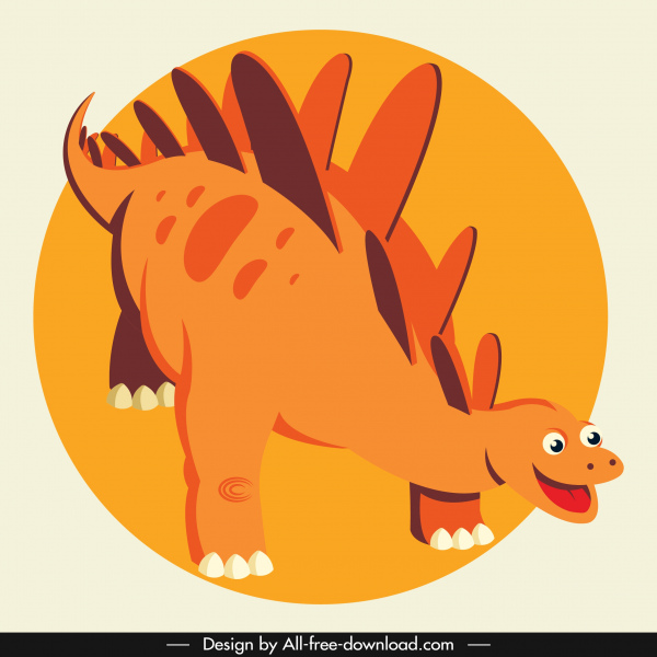 ステゴサウルス恐竜アイコンかわいい漫画のキャラクターオレンジの装飾