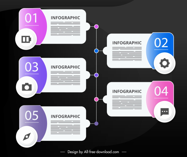 langkah-langkah infografis template dekorasi datar modern