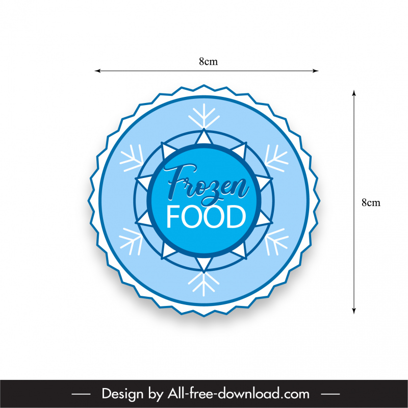 Pegatina Plantilla de alimentos congelados Boceto circular simétrico plano