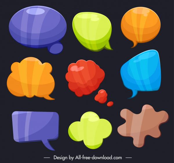 modelos de adesivos coloridos bolhas de fala plana formas