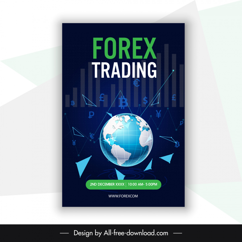 mercado de ações forex trading poster dinâmico globo elementos de moeda decoração