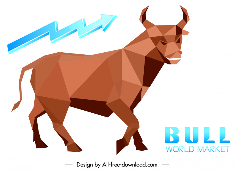 elementos de diseño de comercio de acciones búfalo boceto de flecha de polígono bajo