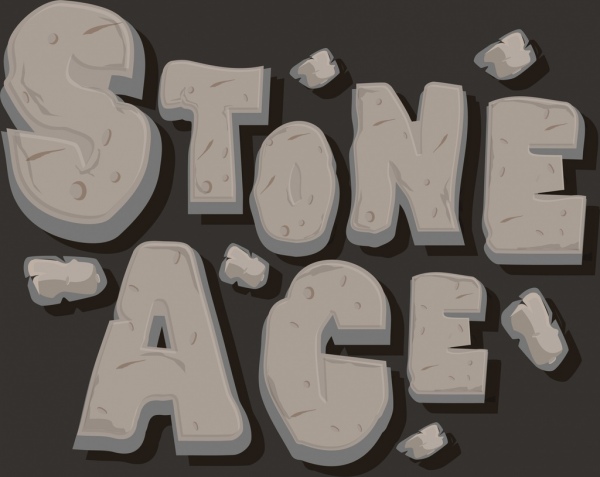 ícones rocha da idade da pedra para decoração de textos de fundo cinza