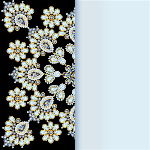 Stones And Diamonds Floral Background Vector