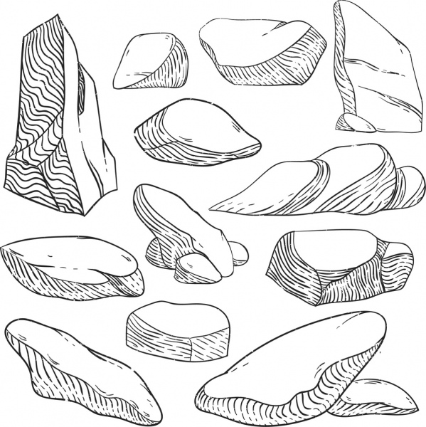 pedras de fundo 3d sketch handdrawn