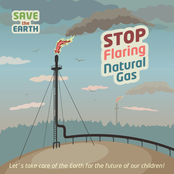 Pare de fulgurante vetor de cartaz de gás natural