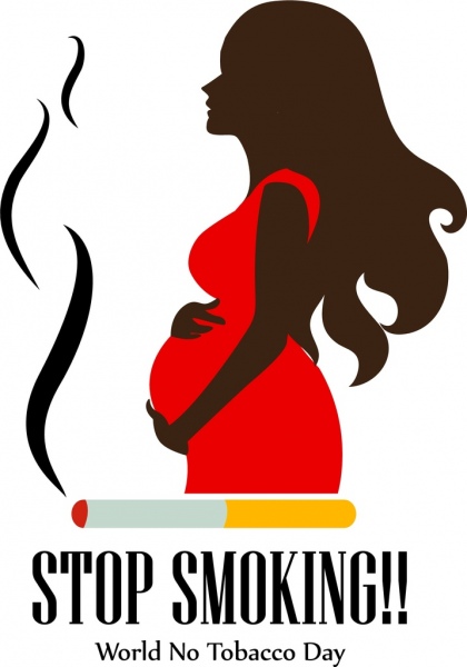 금연 포스터 임신 실루엣 아이콘 디자인을 중지