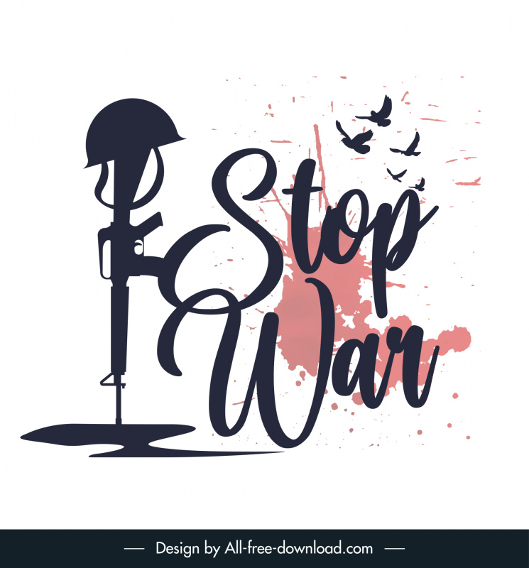Stop War Banner Diseño plano dinámico Arma Decoración de palomas