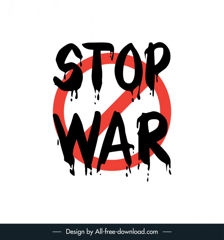 stop war sign plantilla efecto sangre diseño plano