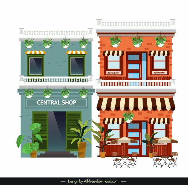 Sklep sklep szablony fasady kolorowy klasyczny wystrój