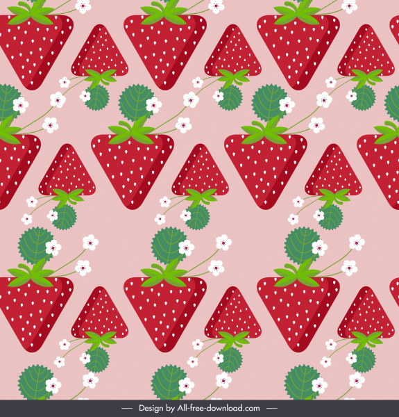 草莓背景彩色平重复对称设计