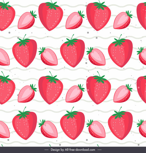 草莓图案模板彩色平面重复草图
