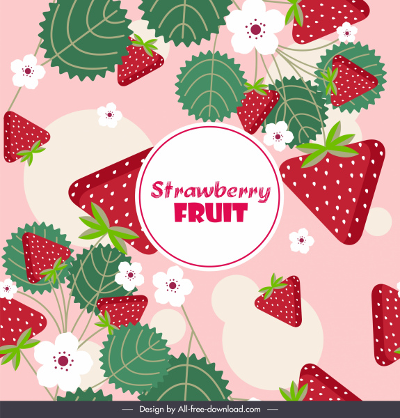 草莓背景明亮多彩的平面装饰
